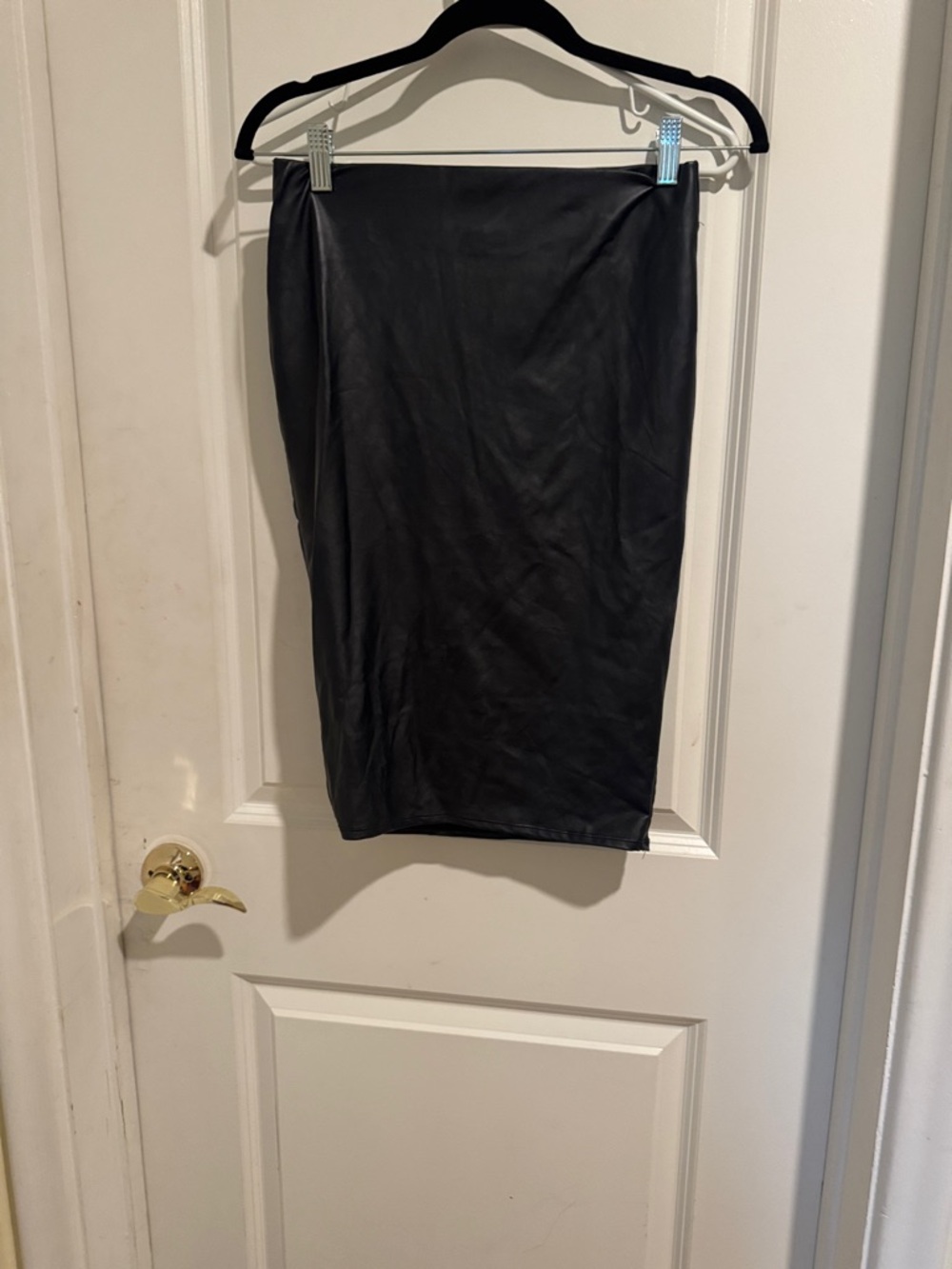Revamped Black Faux Leather Pencil Skirt
